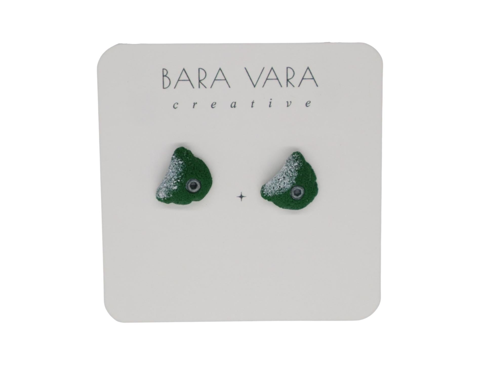 Bara Vara Creative Earrings - Forest Green Jugs - Happy Biner