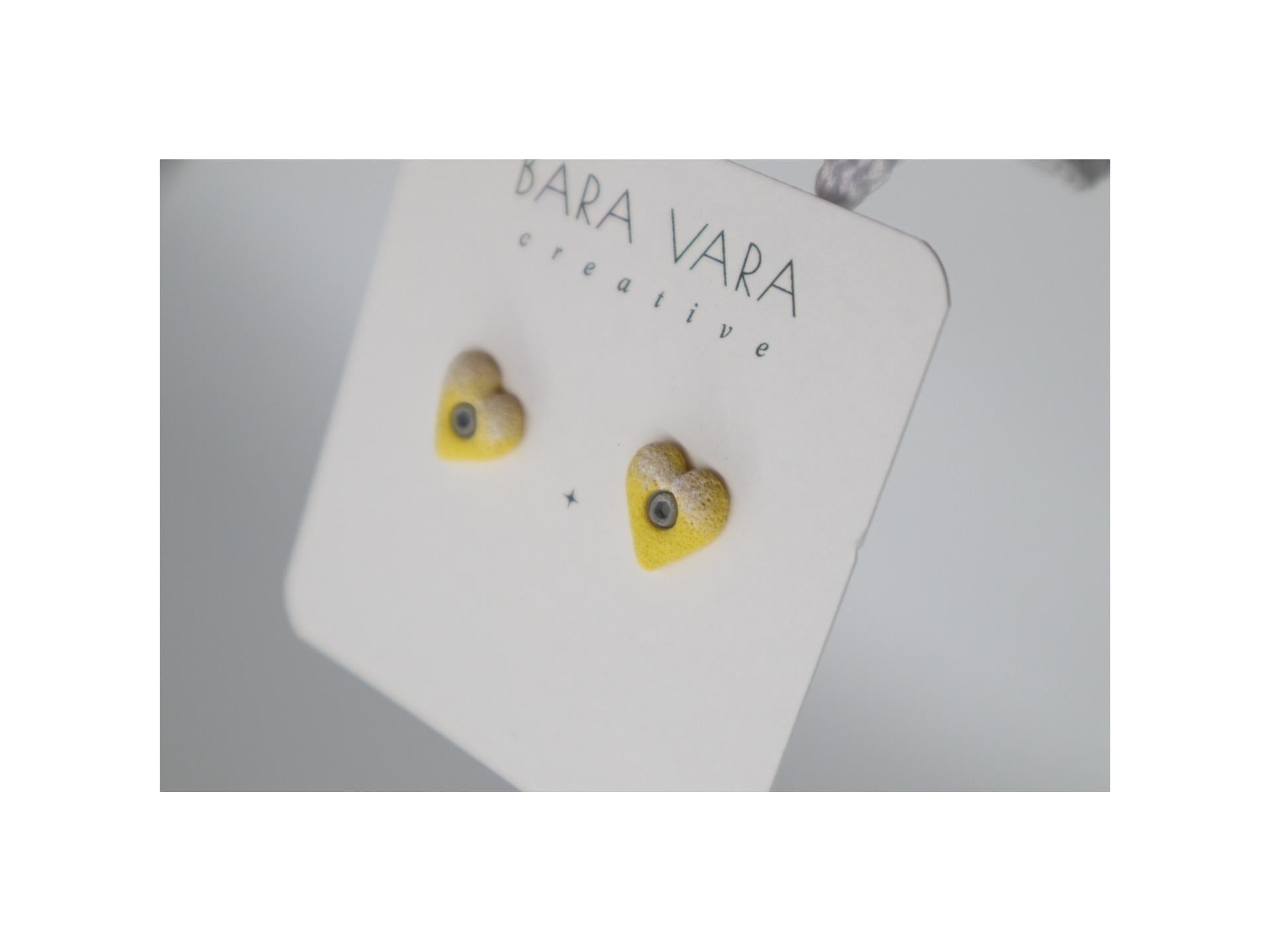 Bara Vara Creative Earrings - Yellow Heart - Happy Biner