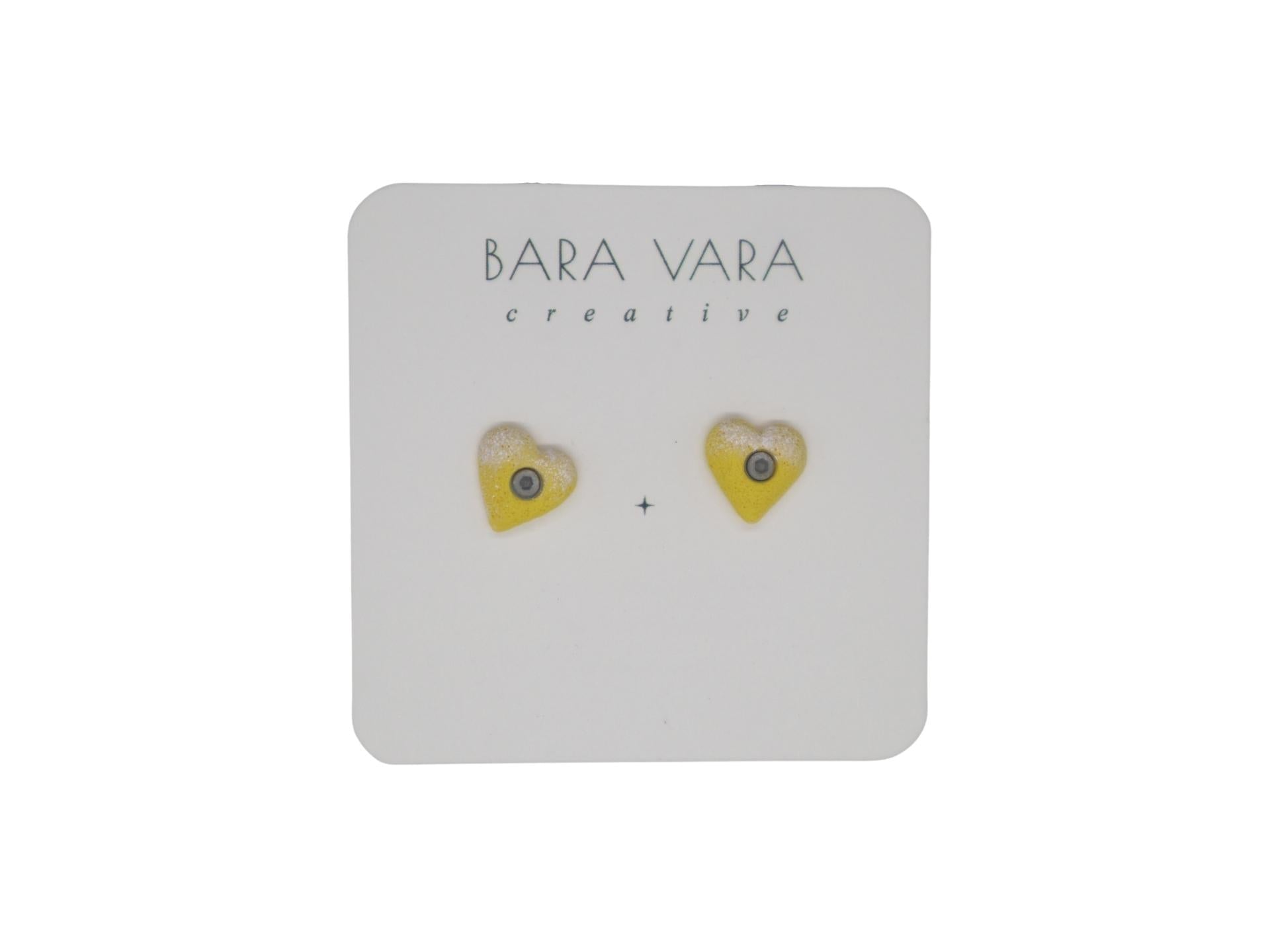 Bara Vara Creative Earrings - Yellow Heart - Happy Biner