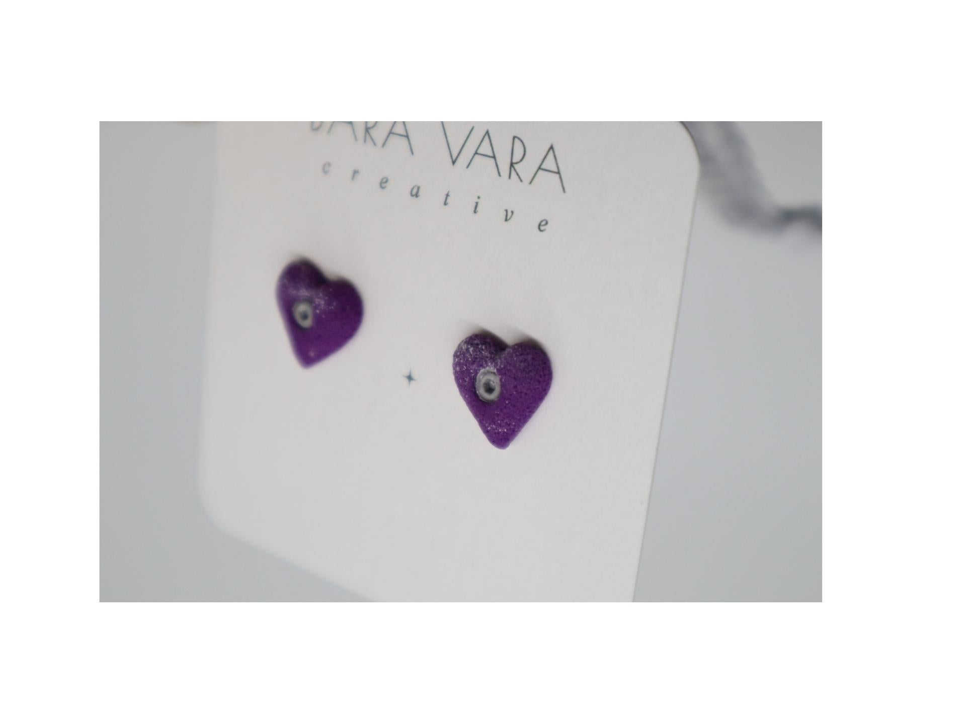 Bara Vara Creative Earrings - Purple Heart - Happy Biner