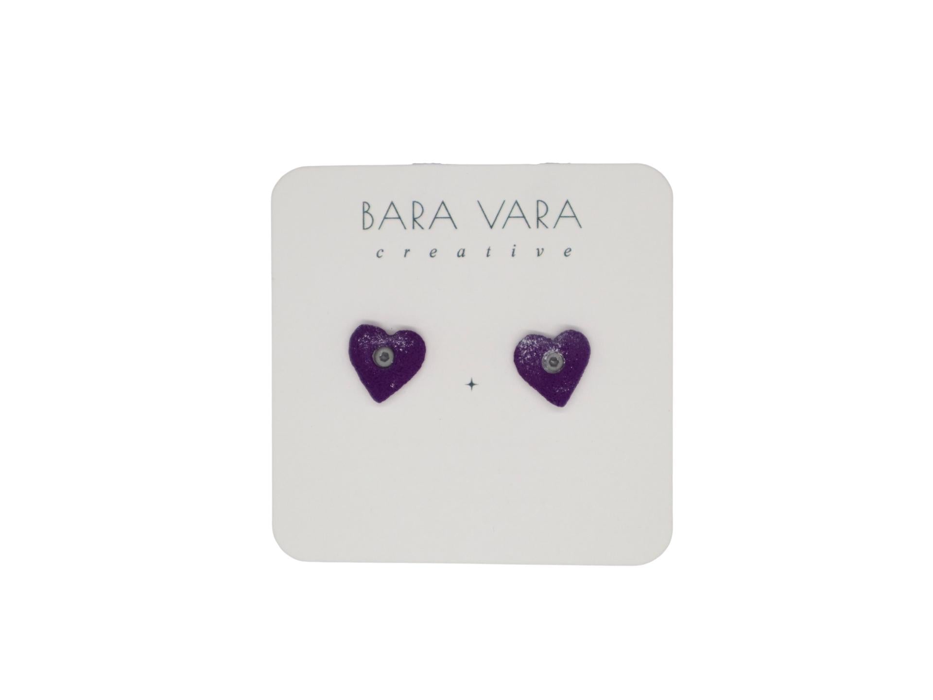 Bara Vara Creative Earrings - Purple Heart - Happy Biner
